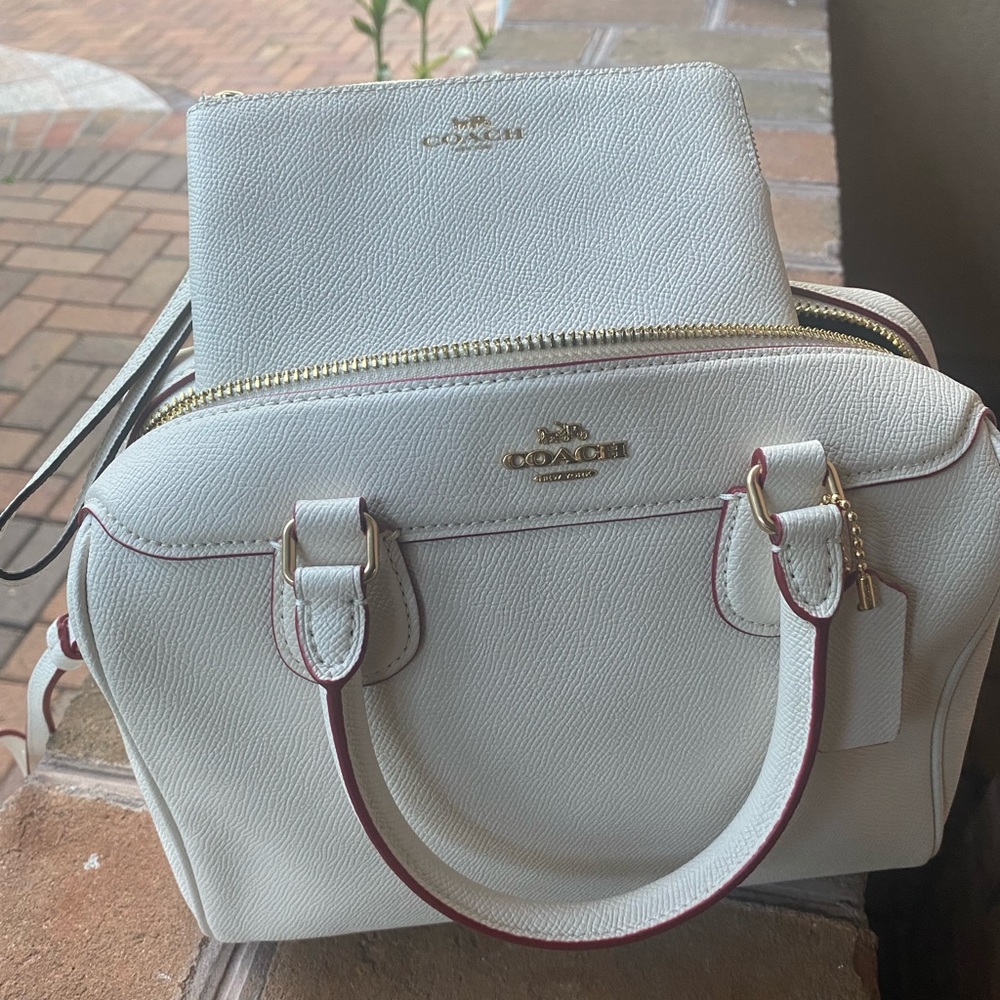Brand new white coach purse and wristlet wallet.
